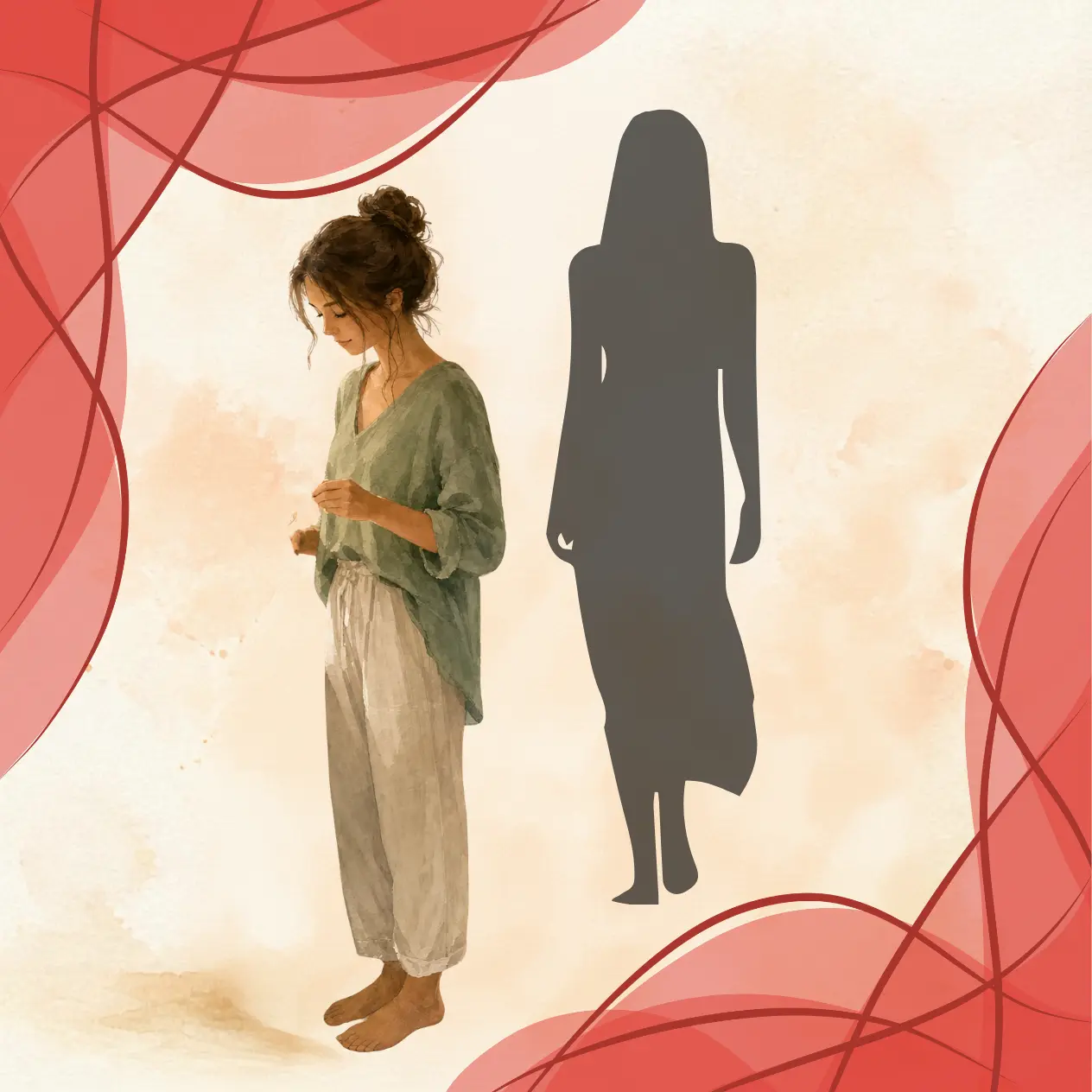 Femme triste à côté de la silhouette d'une amie qui s'éloigne, symbolisant une rupture amicale.